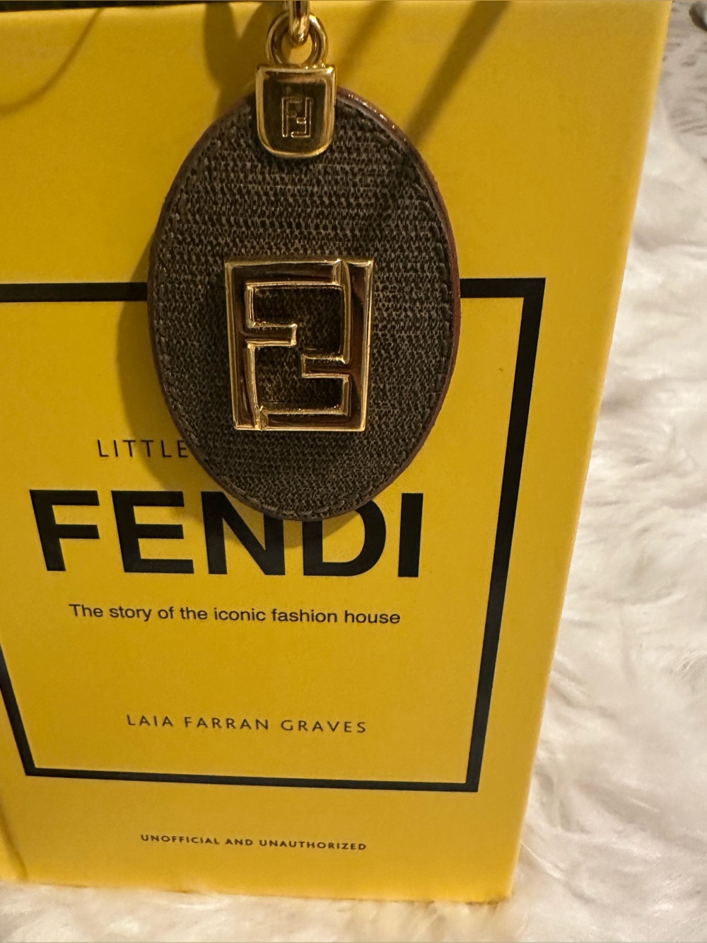 Fendi FF Leather Keychain Bag Charm Gold Hardware